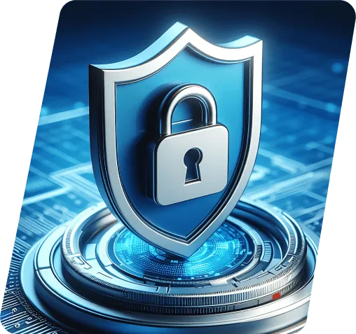 Cybersecurity shield and lock illustration